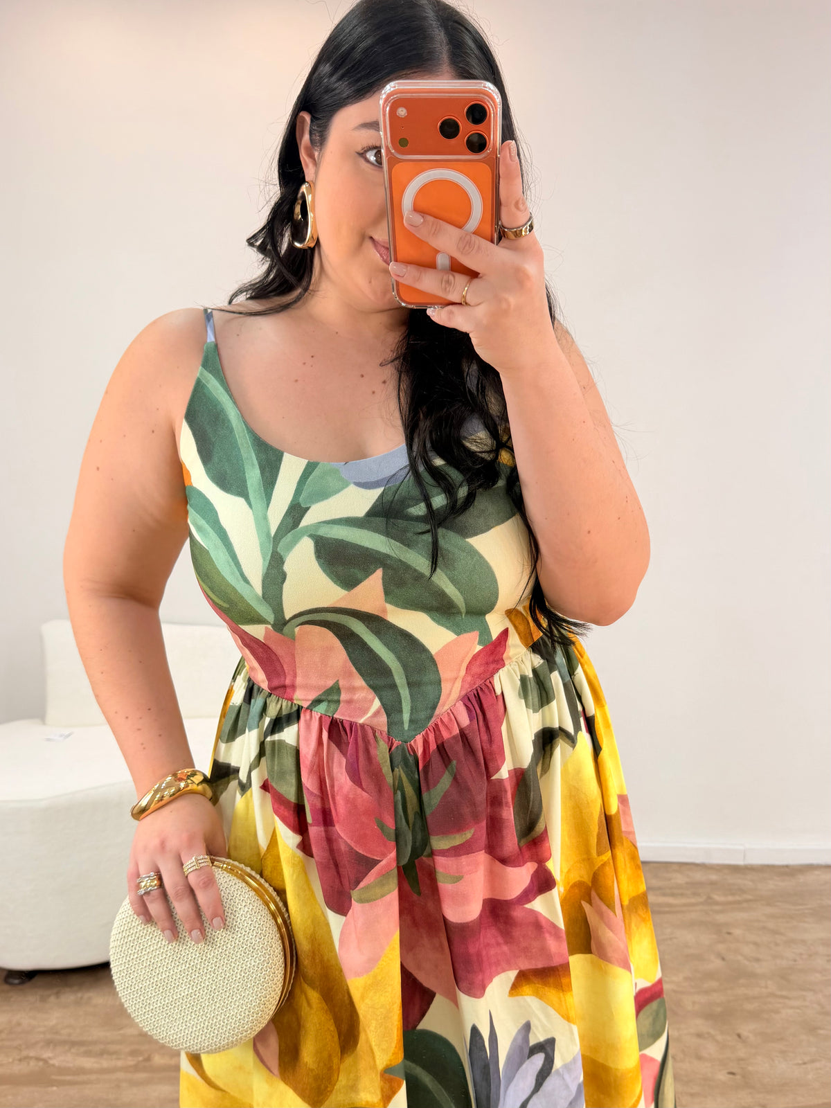 Vestido Cropped Estampado Chita Pintada Farm