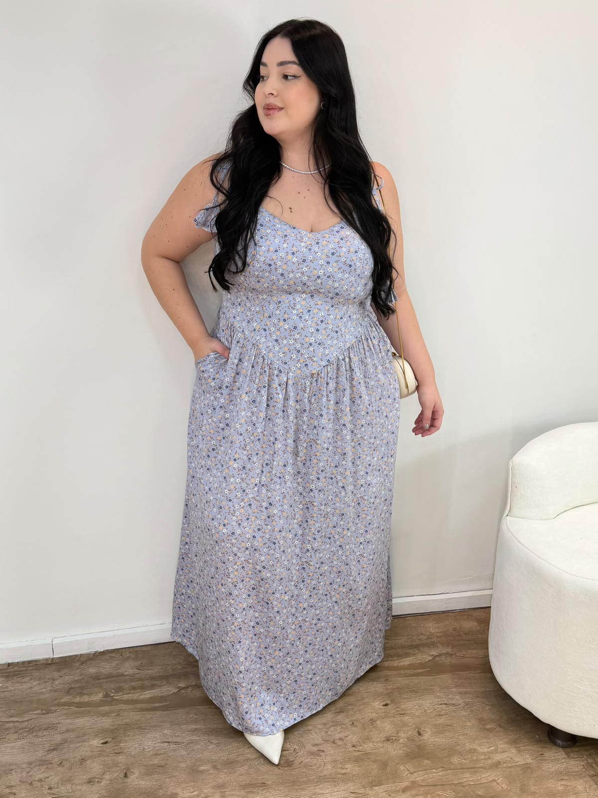 Vestido de Alça Corselet Florido Kelly