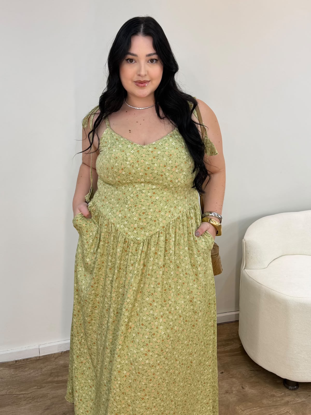 Vestido de Alça Corselet Florido Kelly