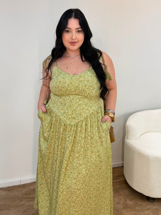 Vestido de Alça Corselet Florido Kelly
