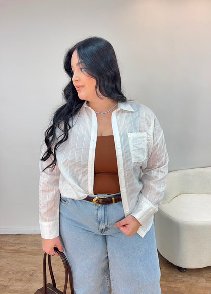 Camisa de Algodão Risca de Giz