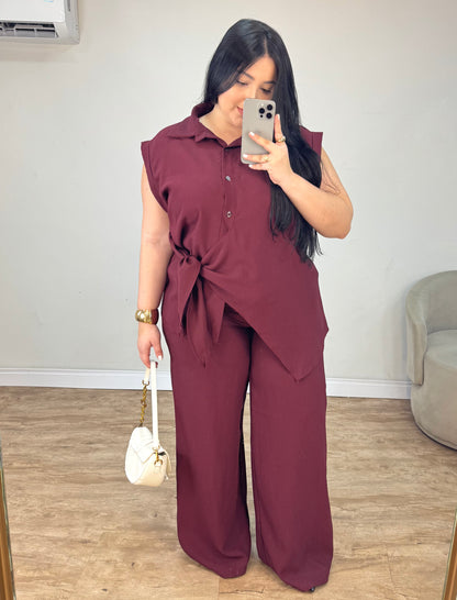 Conjunto Feminino em Marrant com Amarração Luana