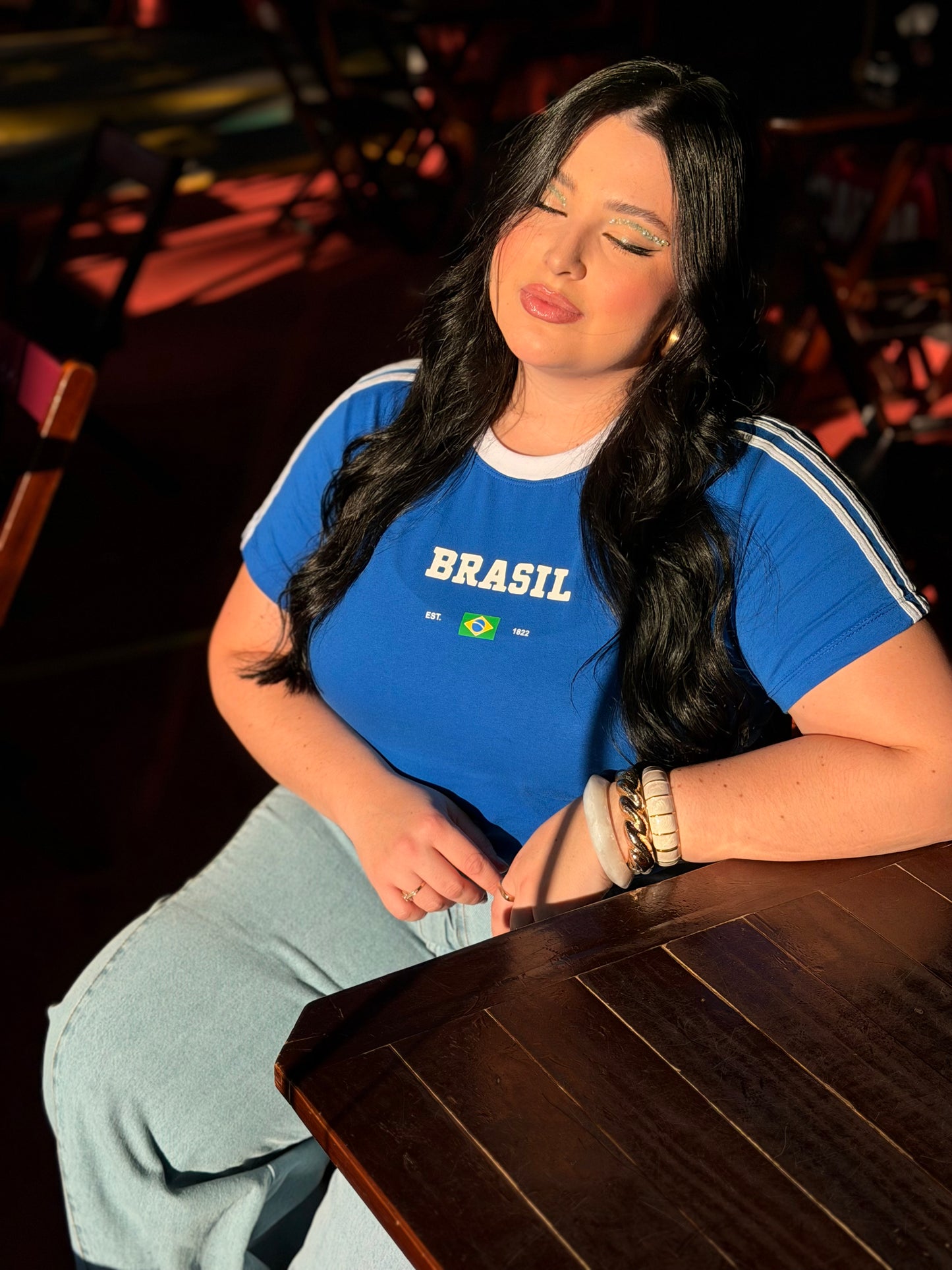 Camiseta do Brasil com Listra Bordada