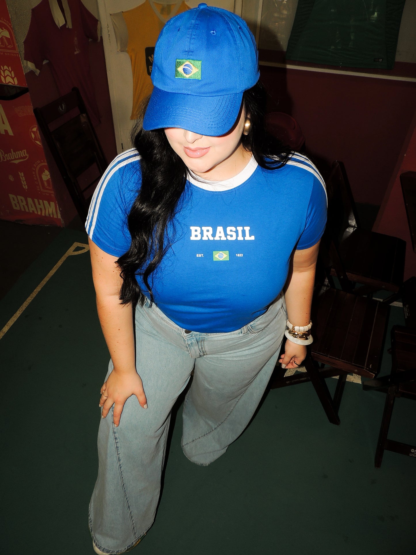 Camiseta do Brasil com Listra Bordada