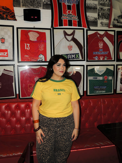 Camiseta do Brasil com Listra Bordada