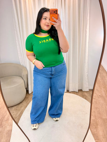 Blusa Canelada do Brasil com Faixa