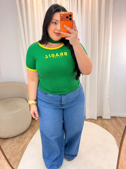 Blusa Canelada do Brasil com Faixa