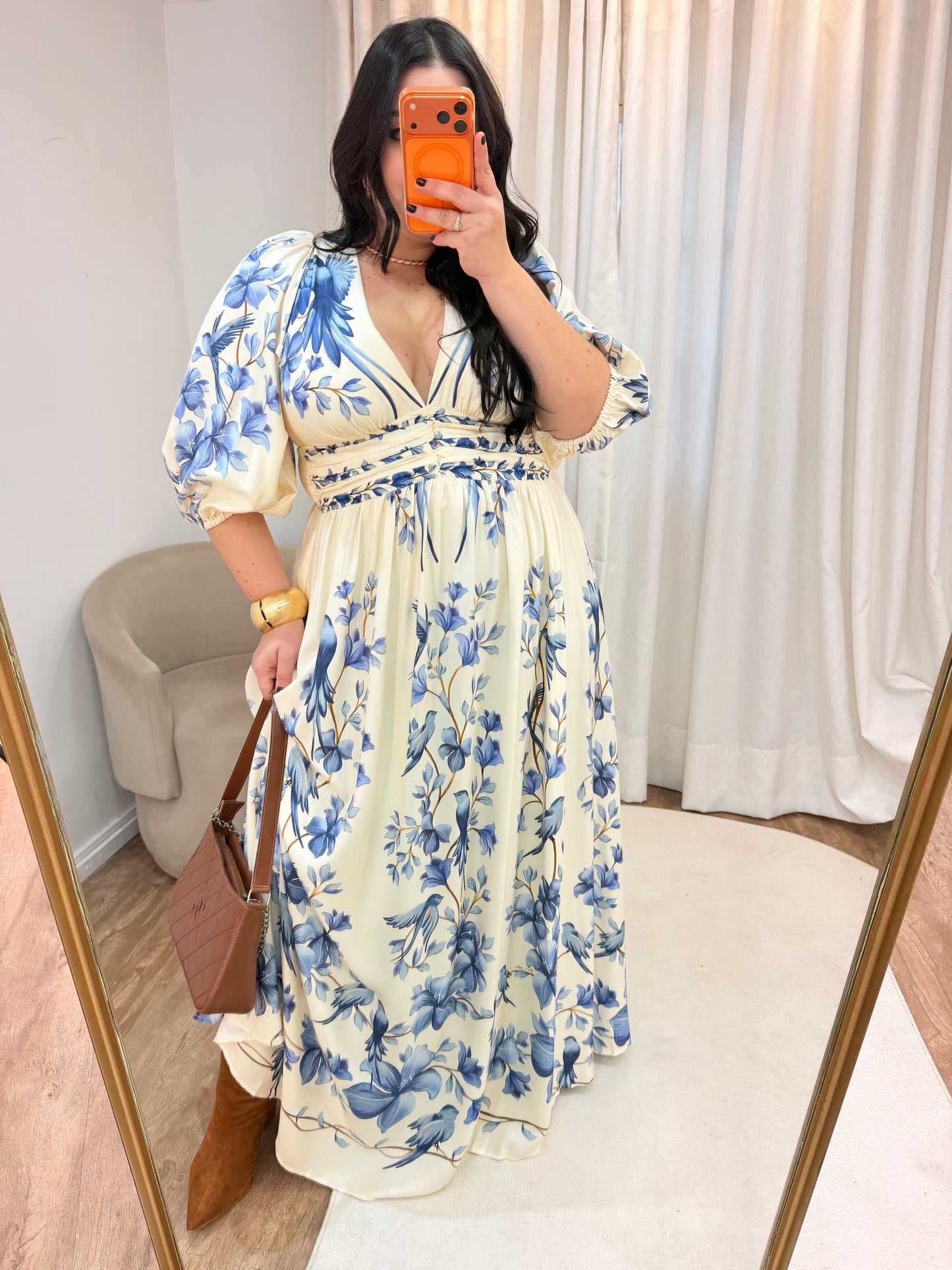 Vestido Longo Estampado Voo Em Flor
