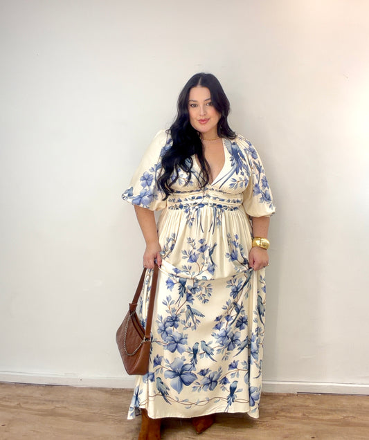 Vestido Longo Estampado Voo Em Flor