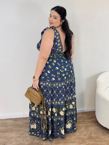 Vestido Longo Alça Jardim de Azaléias Farm