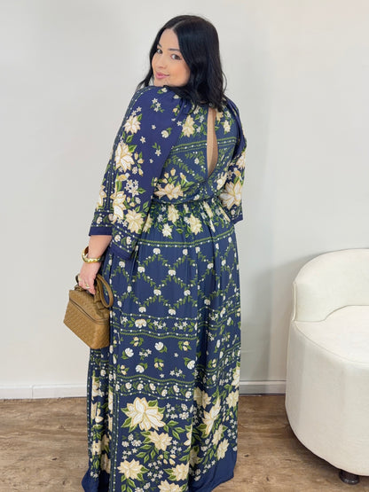 Vestido Longo Manga Jardim de Azaléias Farm