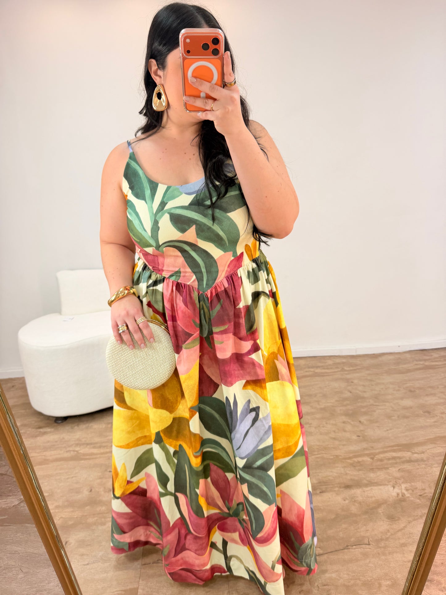Vestido Cropped Estampado Chita Pintada Farm