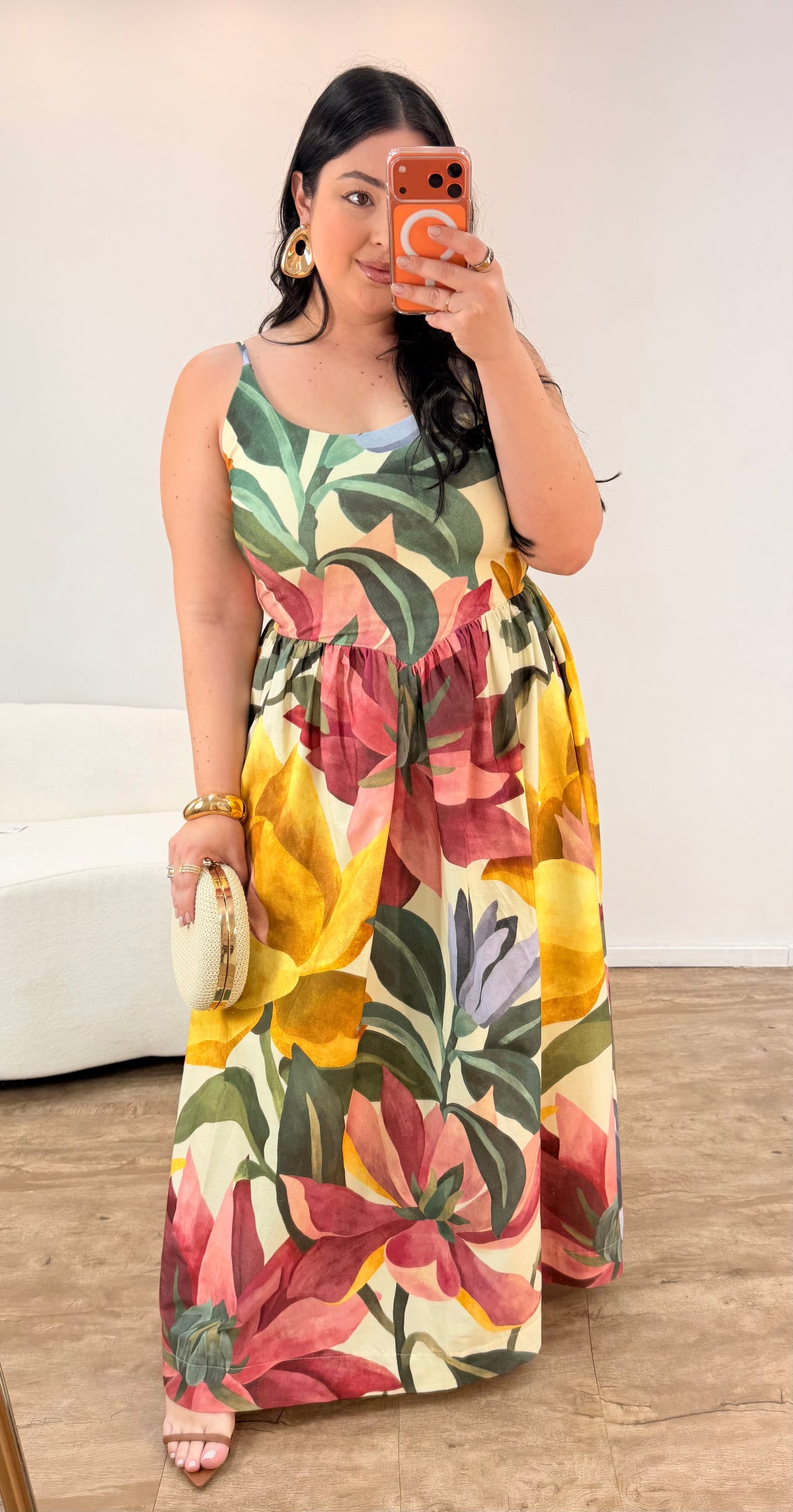 Vestido Cropped Estampado Chita Pintada Farm