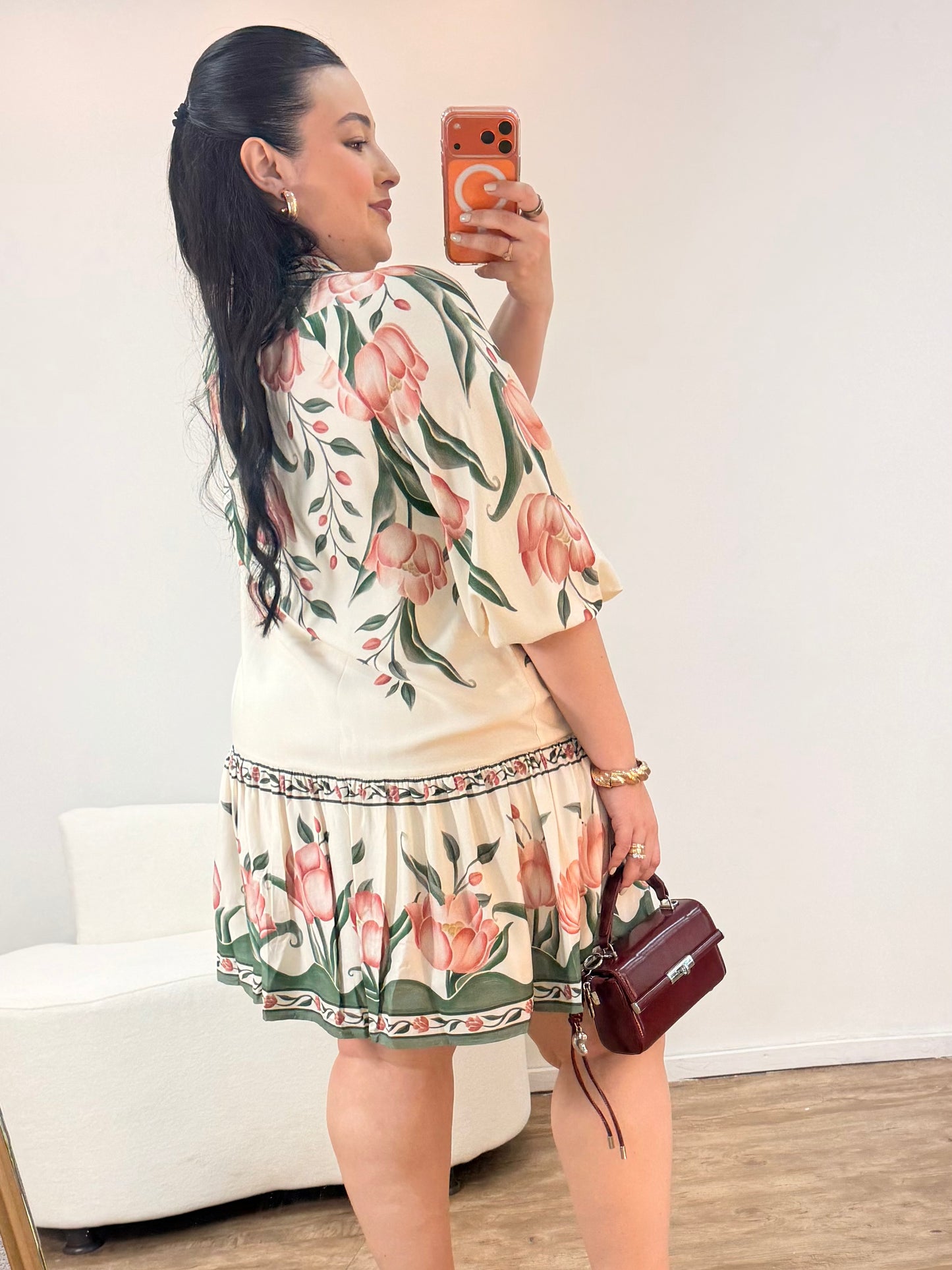 Vestido Curto Manga Sonho de Tulipas Farm