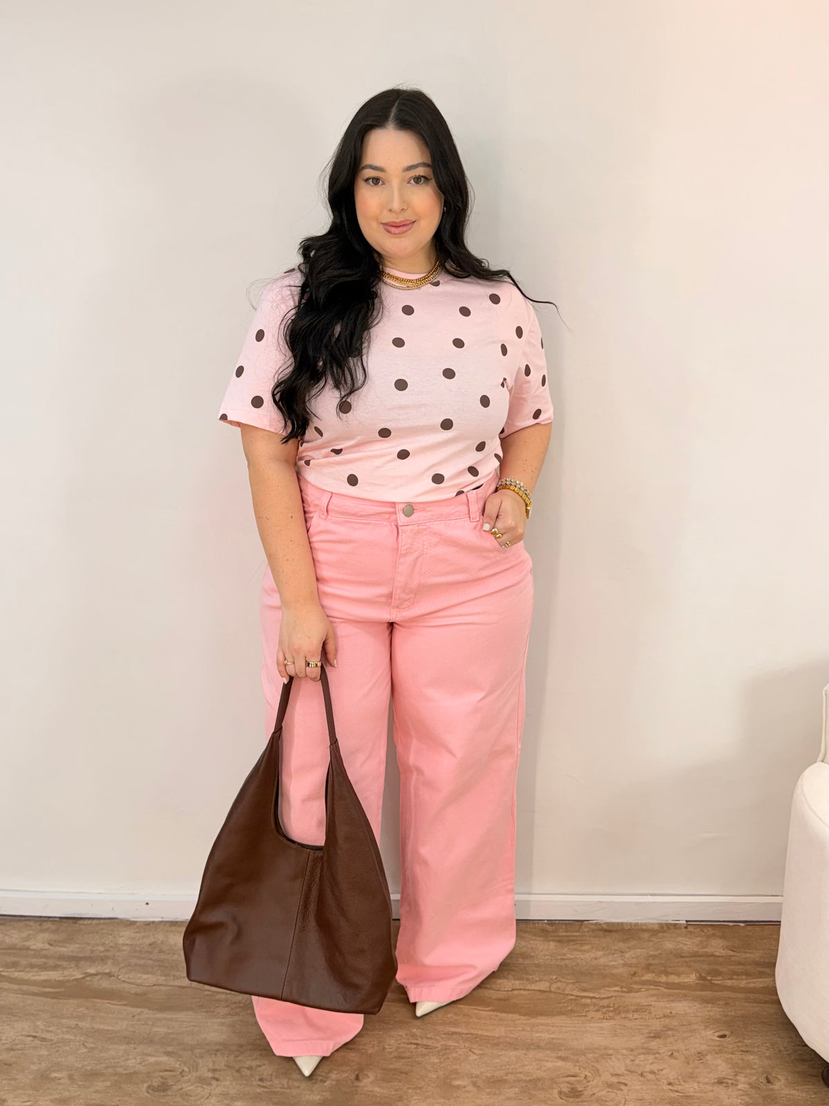 Calça Jeans Wide Leg Rosa Candy