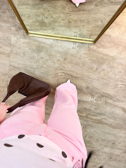 Calça Jeans Wide Leg Rosa Candy