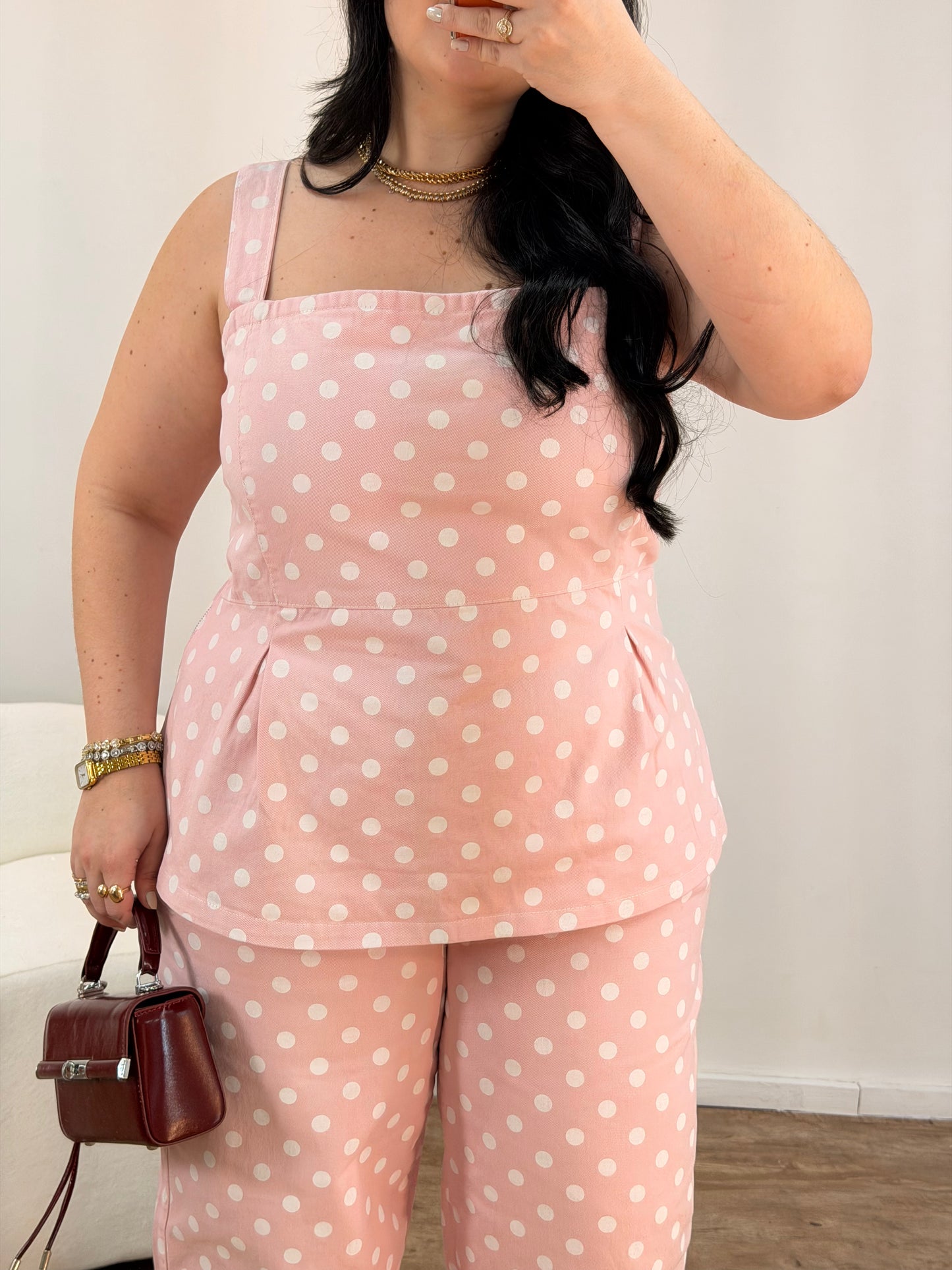 Conjunto Jeans Poá Rosa