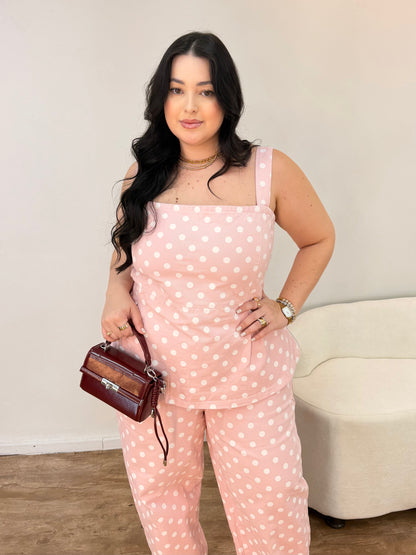 Conjunto Jeans Poá Rosa