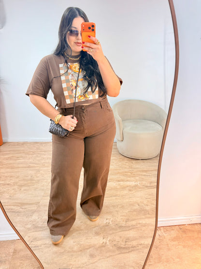 Cropped Feminino em Algodão Estampa Urso
