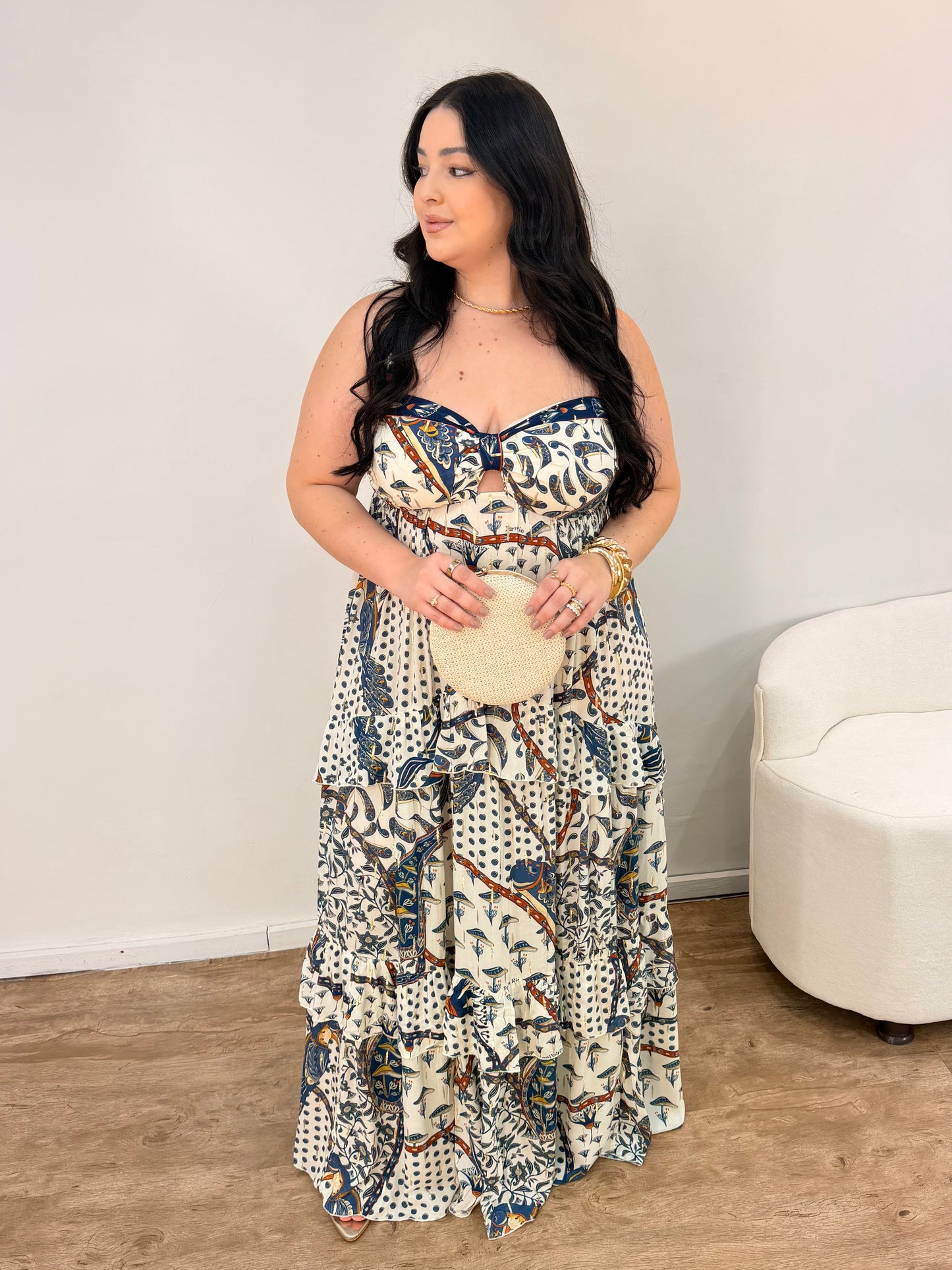 Vestido Longo Estampado Riviera Farm