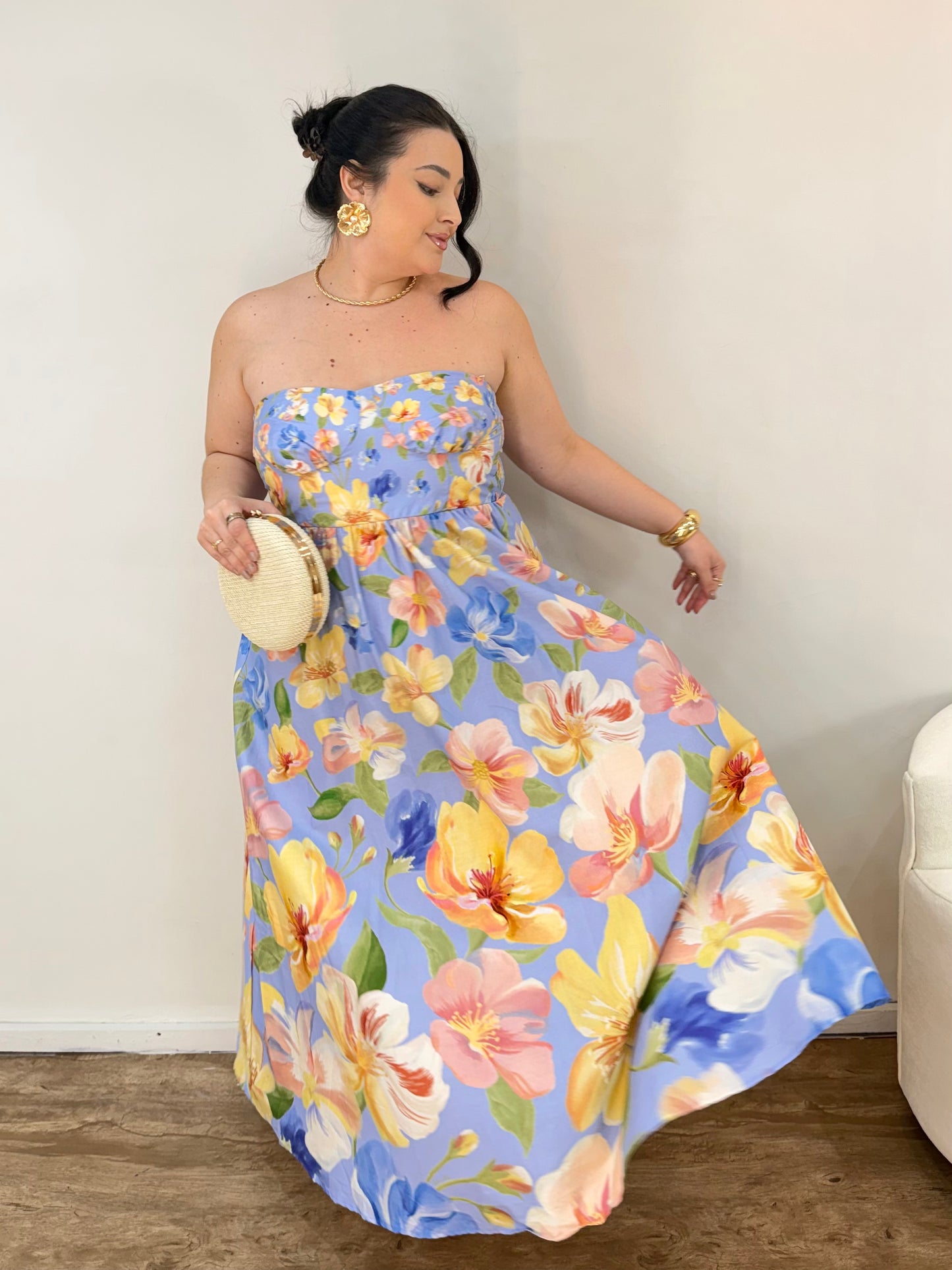 Vestido Levesa Flor sem Alça Farm