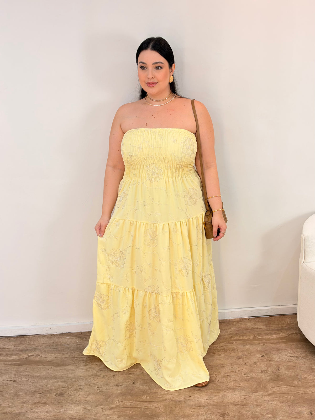 Vestido Longo Bordado Tomara que Caia Maitê
