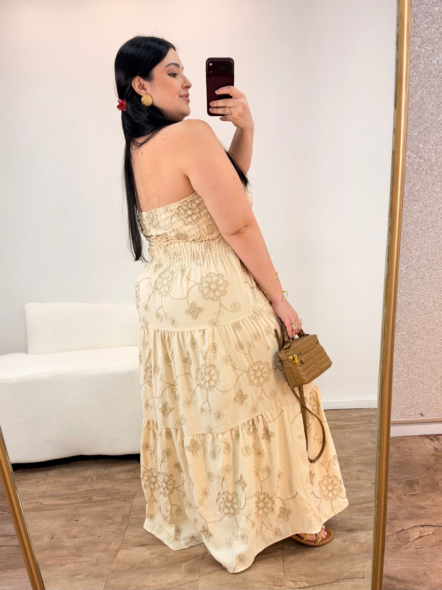 Vestido Longo Bordado Tomara que Caia Maitê
