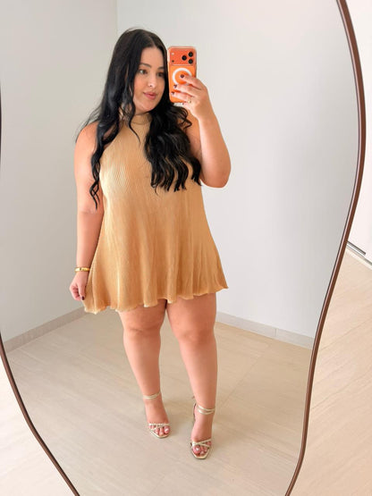 Macacão Plissado Frente Única com Amarração e Bojo Lua