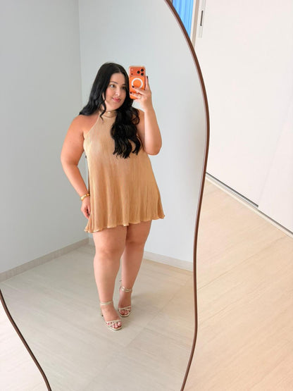 Macacão Plissado Frente Única com Amarração e Bojo Lua