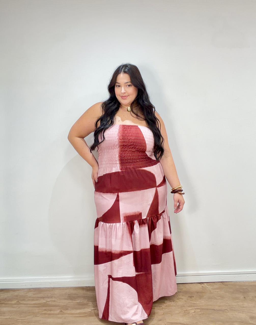Vestido Tomara que Caia em Crepe de Seda Outono