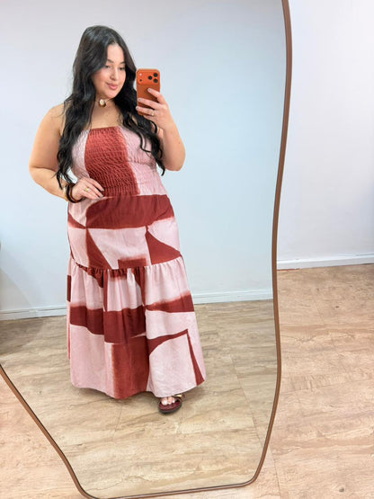 Vestido Tomara que Caia em Crepe de Seda Outono