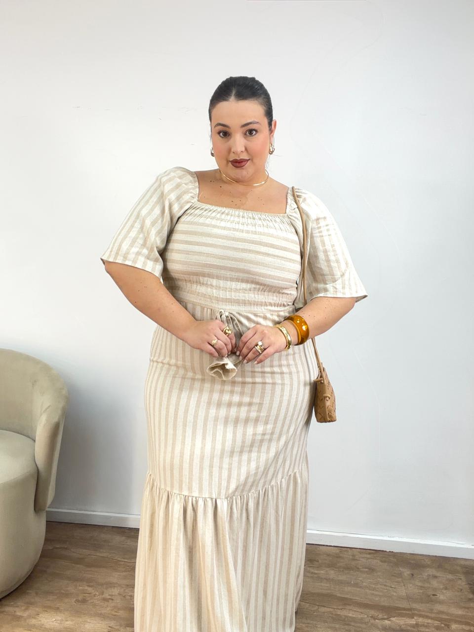 Vestido Manga Linho