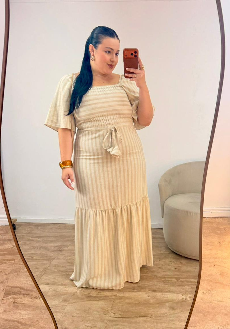 Vestido Manga Linho