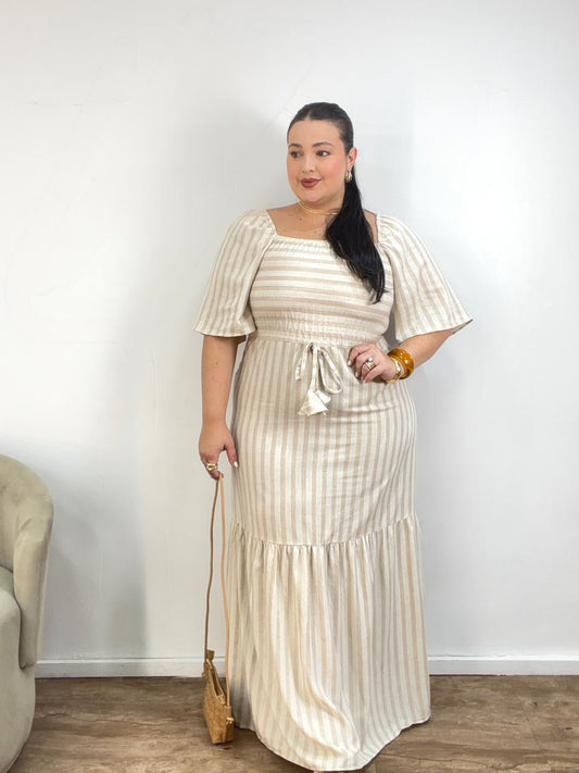 Vestido Manga Linho