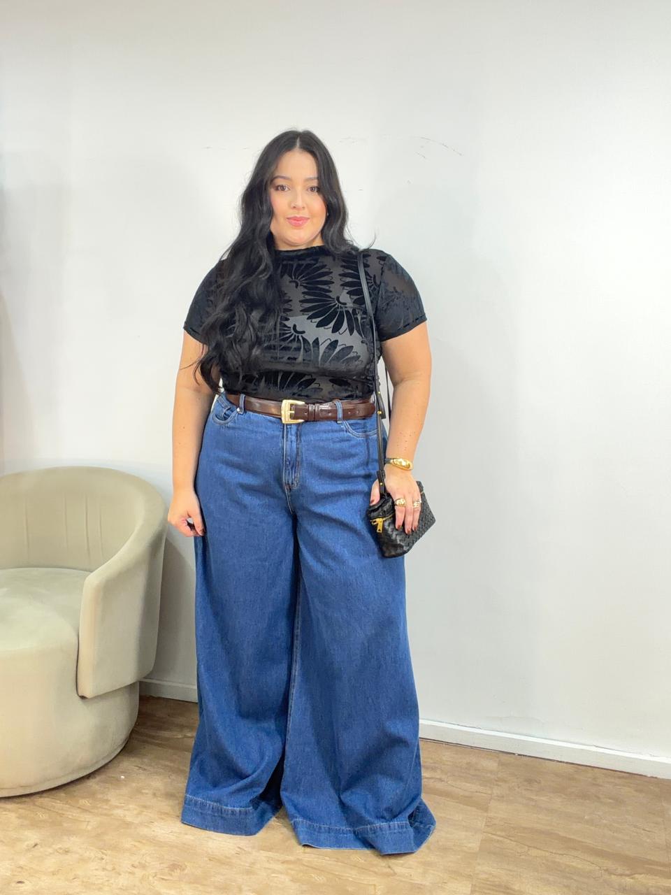 Blusa Tule Devore Farm