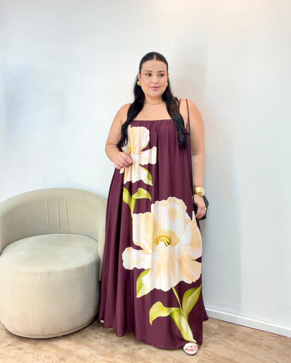 Vestido longo Alcinha Papoula Farm