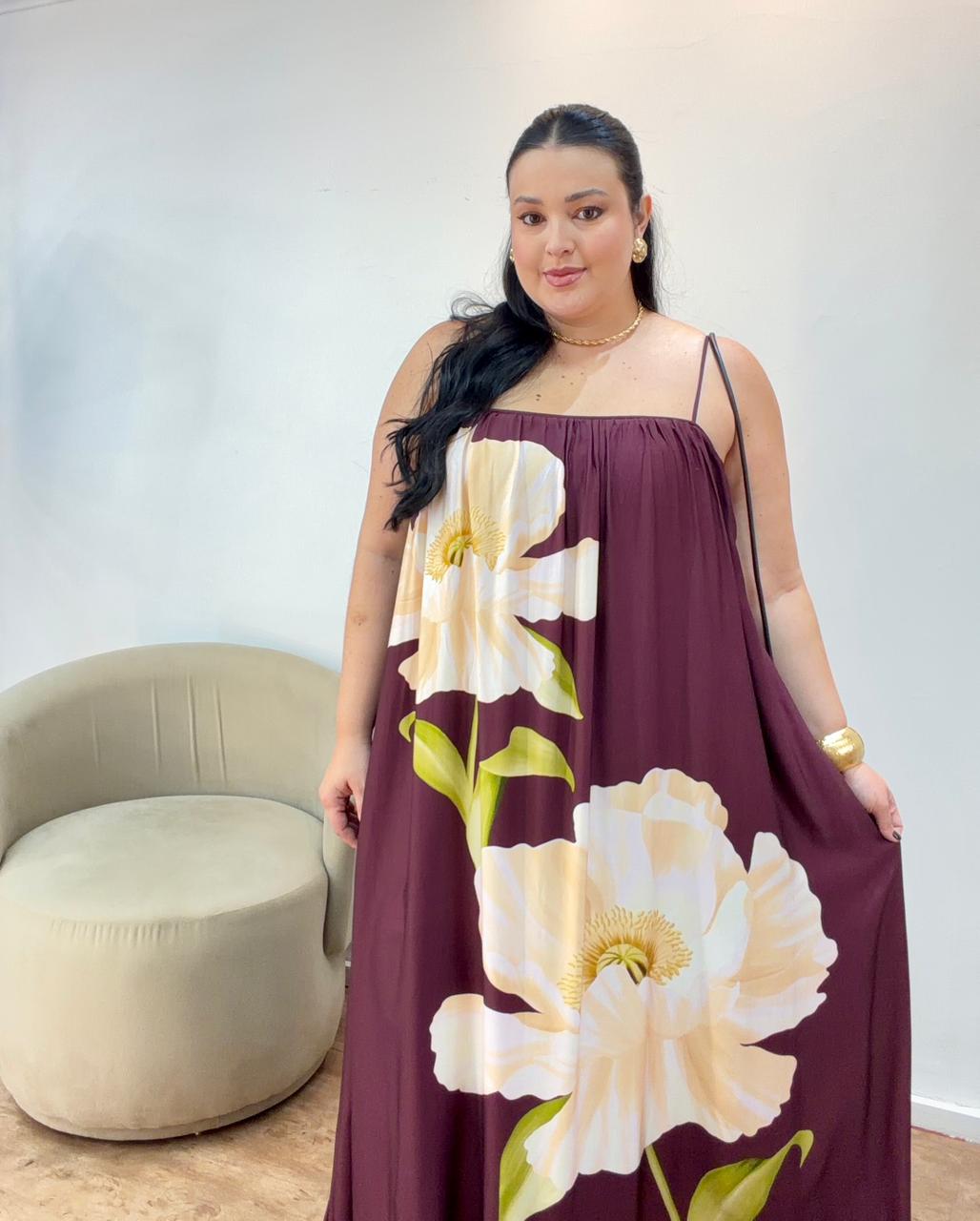 Vestido longo Alcinha Papoula Farm