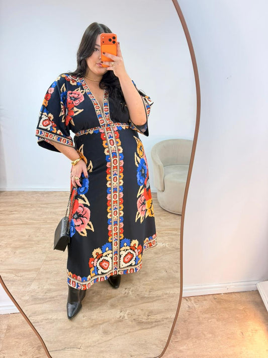 Vestido Cropped Estampado Antuerpia Lenço Farm