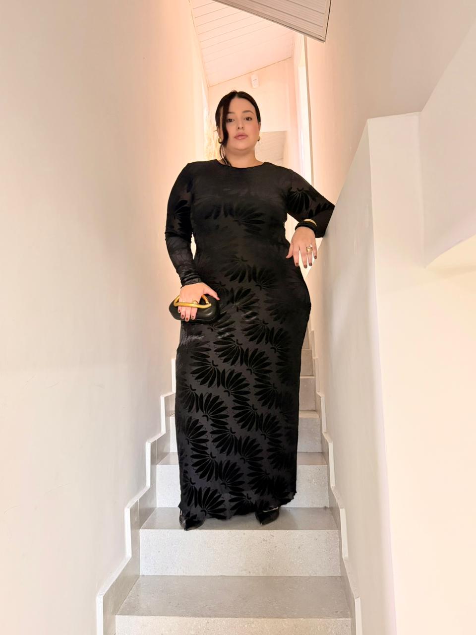 Vestido Cropped Estampado Devore Banana Farm