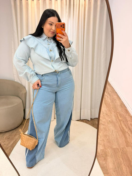 Calça Wide Leg Listras