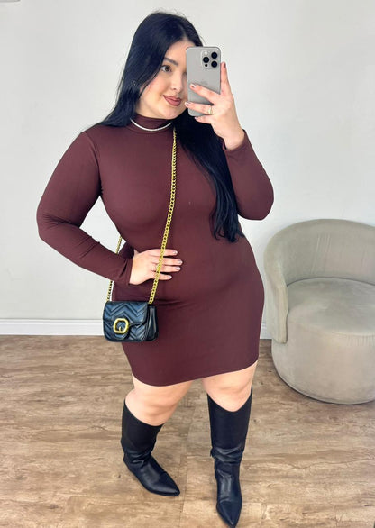 Vestido Manga Longa Canelado Térmico