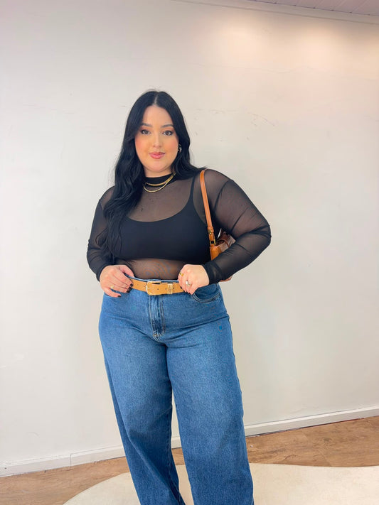 Blusa Tule Manga Longa Segunda Pele