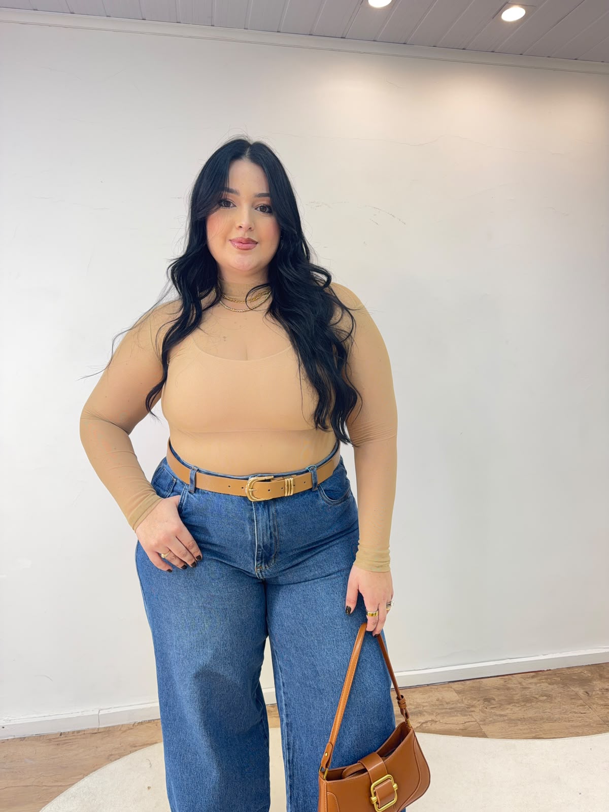 Blusa Tule Manga Longa