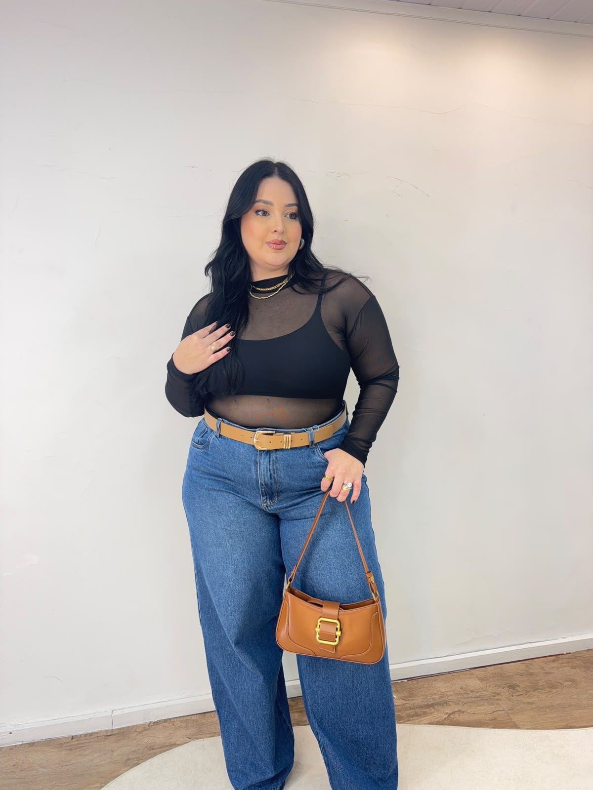 Blusa Tule Manga Longa