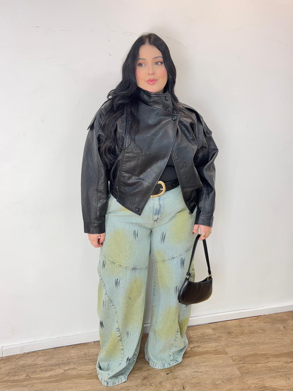 Jaqueta de Couro Gola Zara
