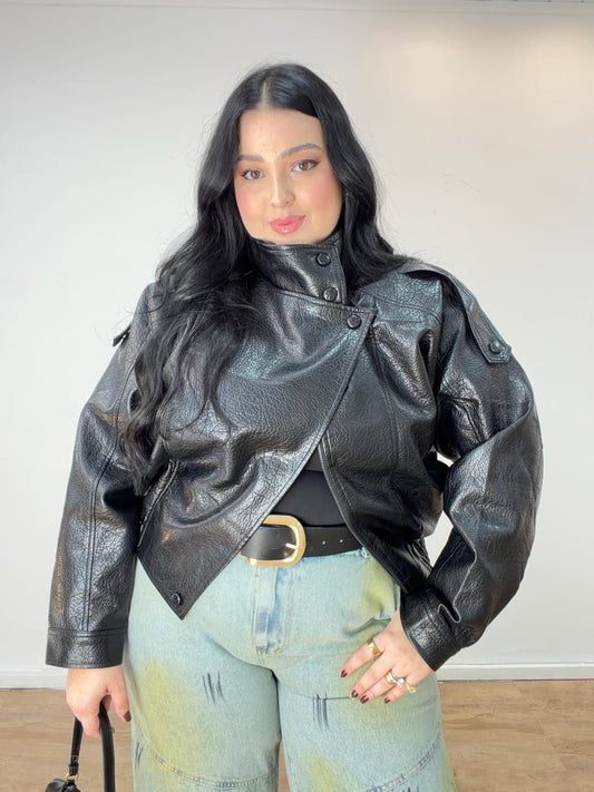 Jaqueta de Couro Gola Zara