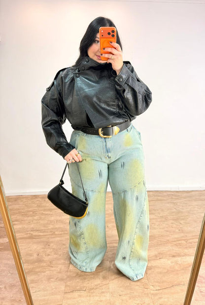 Calça Jeans Wide Leg Pincelada Gabrielle