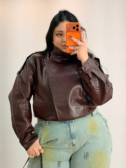Jaqueta de Couro Gola Zara