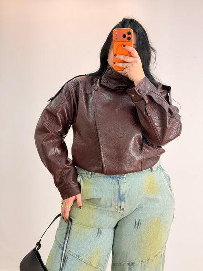 Jaqueta de Couro Gola Zara