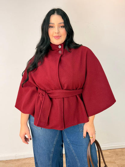 Poncho de Lã Batida Gola Alta